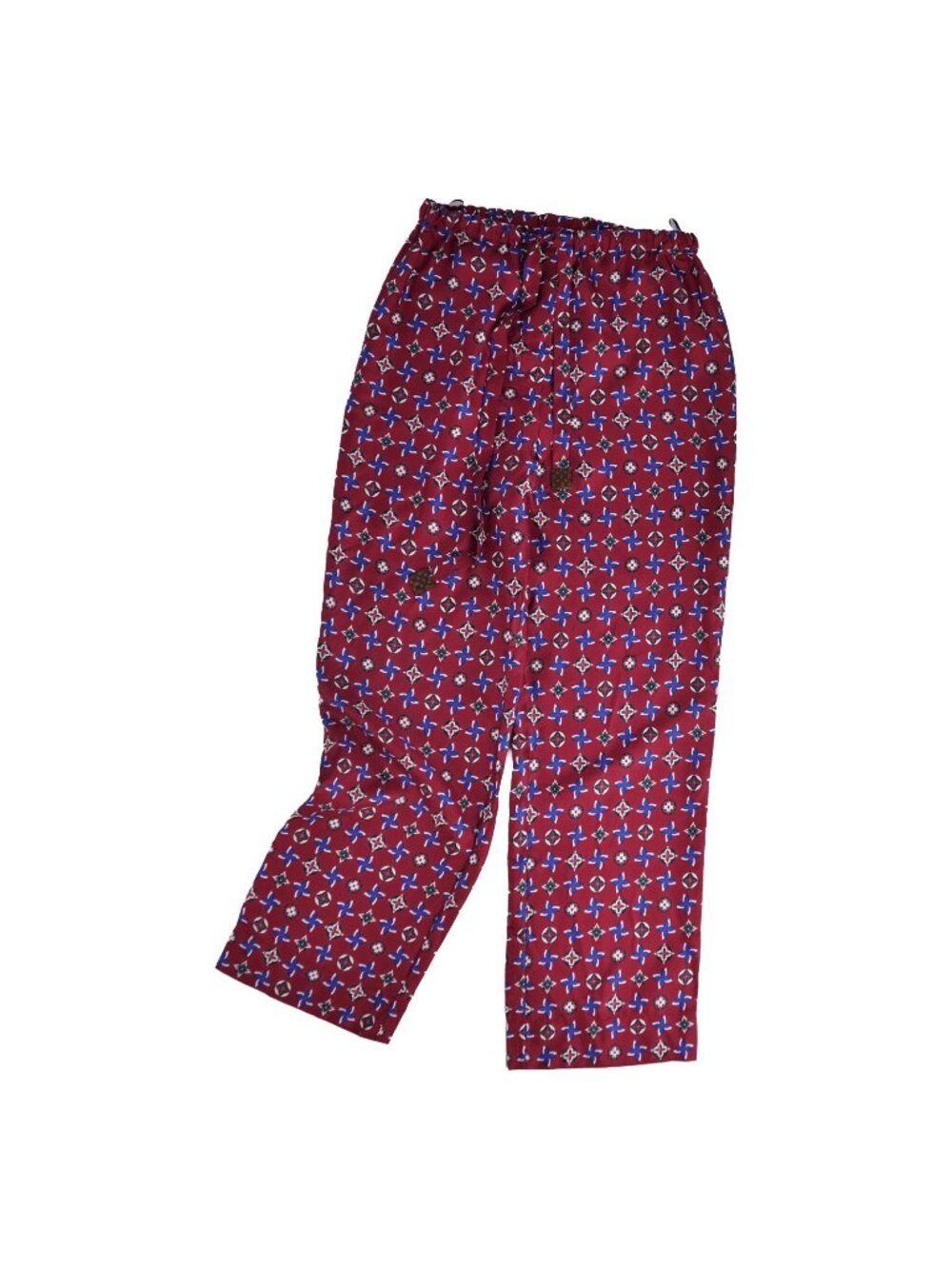 Louis Vuitton Pants Long Wide Monogram Silk Wine Red 38